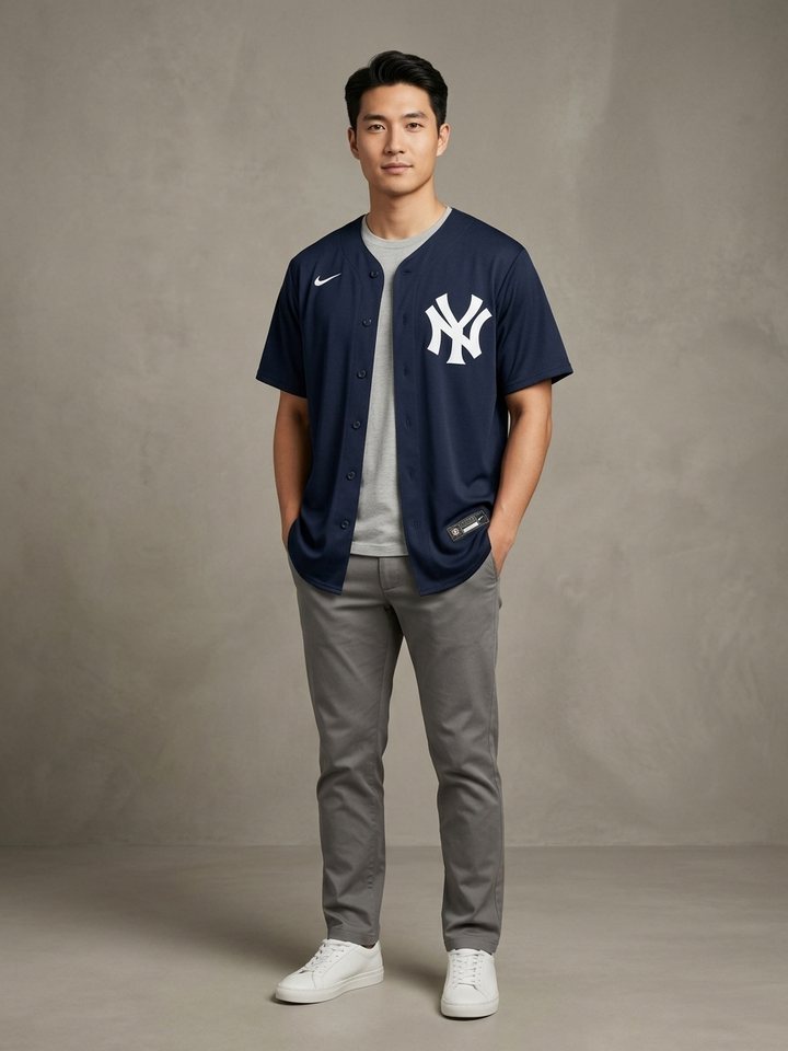 Camiseta de béisbol azul marino